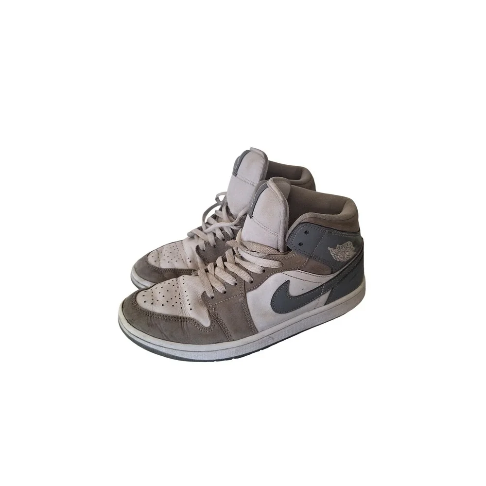Jordan Air‎ Jordan 1 SE Mid Patent Cool Grey White/Grey Leather Men HF3216-100